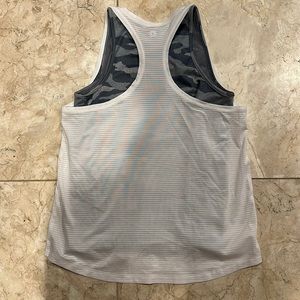 Athleta Girl two for one camo grey tank with white overlay